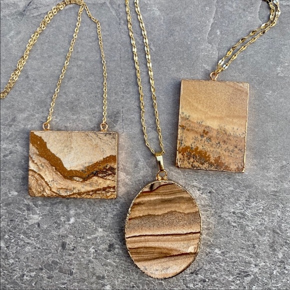 Faelyn Fossil Geology Slice Necklace - Picture 2 of 6